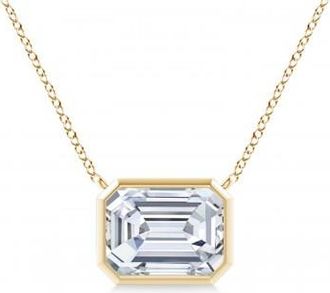 Allurez Lab Diamond Bezel Pendant Necklace 14K Yellow Gold (1.80ct)