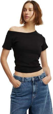 Cotton On Womens Arlie Asymmetric Short Sleeve in Black at Nordstrom, Size Xx-Small
