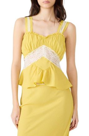 Steve Madden Cinthia Lace Trim Tank in Golden Lime at Nordstrom, Size X-Small