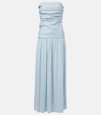 Faithfull The Brand Hedy strapless linen maxi dress