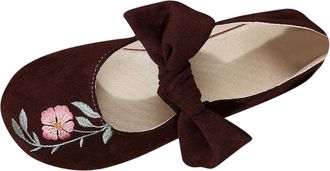 Generic Womens Flat Shoes Bow Casual Pumps Round Toe Fashionable Lightweight Comfortable Slip On Breathable Wide Fit Mary Jane Shoes Outdoor Daily Coffee