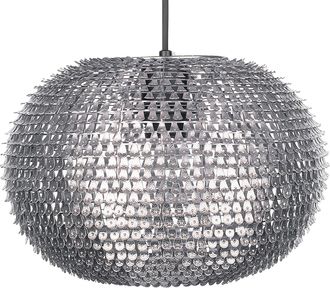 Beliani L&aacute;mpara Colgante En Forma De Globo Metal Plateado Metal Escamas Brillantes Reine