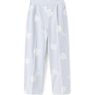 Mango Embroidered Stripe Pants in Blue at Nordstrom, Size X-Small
