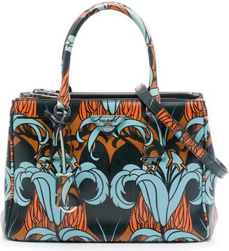 Prada Pre-owned Prada Small Saffiano Lux Lily Print Galleria Double Zip Satchel Ladies USI5HFJ6L9NEY2PB