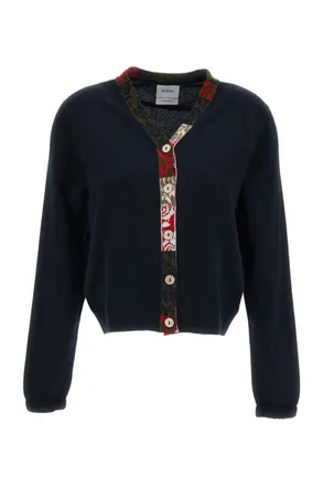 Barrie Black V-Neck Cropped Cashmere Cardigan