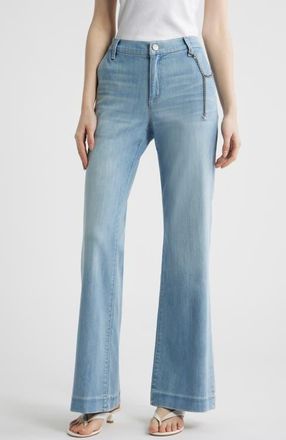 Kobi Halperin Keren High Waist Wide Leg Cotton Pants in Light Indigo at Nordstrom, Size 32