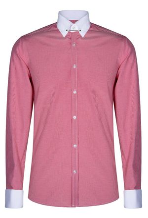 TruClothing Heren club kraag rood shirt jaren 1920 Peaky Blinders met Bar Poplin Pin Smart Casual