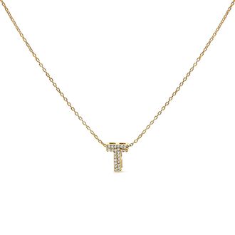 House of Brilliance 10K Gold Diamond Accent A-Z Initial Bubble Pendant Necklace