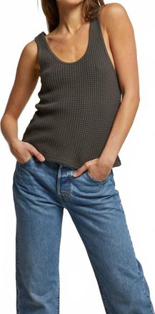 perfectwhitetee Aria Beach Waffle Tank Top In Vintage Black