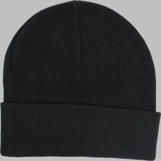 Palm Angels Mens Beanie With Logo Black Cotton Blend Hat