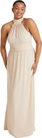 Six Stories Halter Neck Chiffon Bridesmaid Dress in Cream at Nordstrom, Size 12