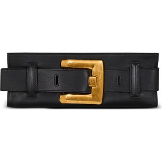 Balmain Anthem Clutch In Calfskin in Black at Nordstrom