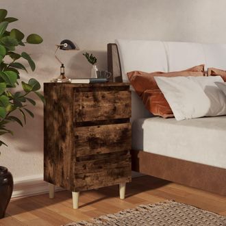 vidaXL Vidaxl - Mesita De Noche 2 Uds Patas De Madera Roble Ahumado 40x35x69 Cm