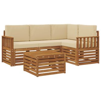 vidaXL Conjunto De Sof&aacute;s De Exterior Con Coj&iacute;n 5 Pcs Natural Y Beige Vidaxl