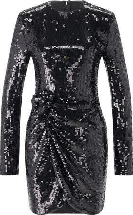 Rotate Sequin Midi Jurk - Dames - Feestkleedjes - Zwart - XS - Polyester - Kleedjes