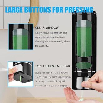 OEM Dispensador De Jab&oacute;n De Pared - 400 Ml - Negro - Transparente Recargable - Para Jab&oacute;n, Loci&oacute;n, Gel - Organizador De Ba&ntilde;o Y Cocina