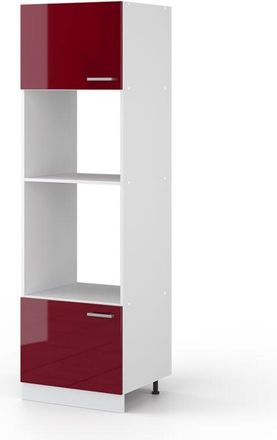 Vicco Mobile cucina microonde R-Line, Rosso bordeaux lucido, 60 cm
