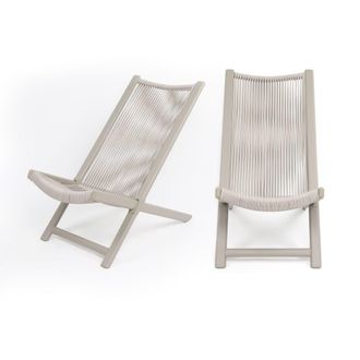 Mobili Rebecca Set de 2 sillas plegables de exterior de aluminio y polirat&aacute;n gris