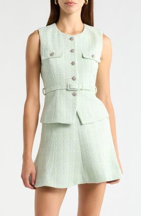 ASTR the Label Kelson Belted Tweed Vest in Mint at Nordstrom, Size X-Small