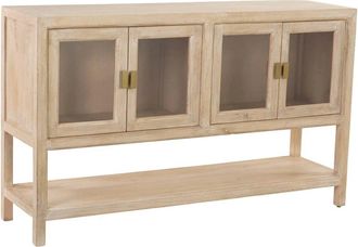Wanderlust Deco Aparador de madera con 4 puertas de cristal 150 x 40 x 90h cm