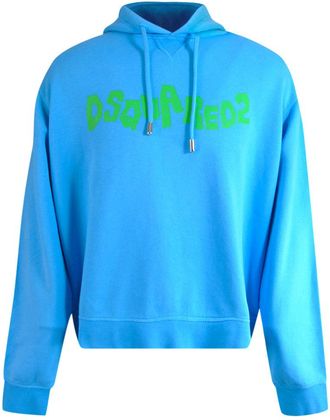 Dsquared2 Womens Contrast Brand Logo Blue Hoodie Cotton - Size Large