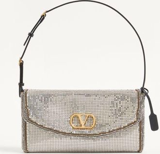 Valentino Garavani Valentino Garavani DeVain Small Shoulder Bag In Metallic Mesh Wo
