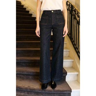 La petite &eacute;toile Jeans met wijde pijpen en hoge taille, ATLANTY