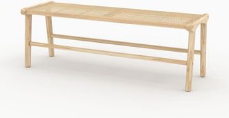 Rendez-Vous D&eacute;co Rendez-vous D&eacute;co - Banco 120 cm de madera de teca y rejilla de rat&aacute;n - Kuna
