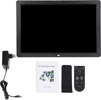 OEM Marco De Fotos Digital De 17 Pulgadas, 1440x900 Hd, Despertador, Reproductor De &Aacute;lbumes, Control Remoto, Negro, Enchufe Europeo, 110-240v