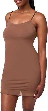 Montelle Intimates Mesh Trim Slip in Mocha at Nordstrom, Size Xx-Large
