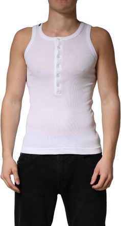 Dolce & Gabbana White Sleeveless Round Neck Tank Top Mens T-shirt (Pre-Owned)