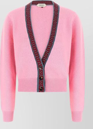 Versace cashmere wool v-neck ribbed cardigan