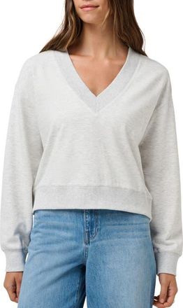 Travis Mathew Cloud Fleece V-Neck Sweatshirt in Heather Light Grey at Nordstrom, Size X-Large