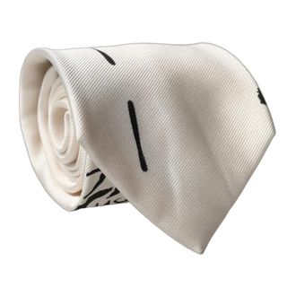 Dolce & Gabbana Tattoo Floral Silk Adjustable Necktie - male - Dolce & Gabbana - Ties - White - ONE SIZE - Accessories