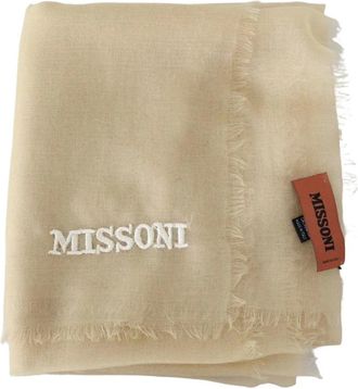 Missoni Winter Scarves, male, Beige, Size: ONE SIZE Beige Cashmere Shawl with Fringes
