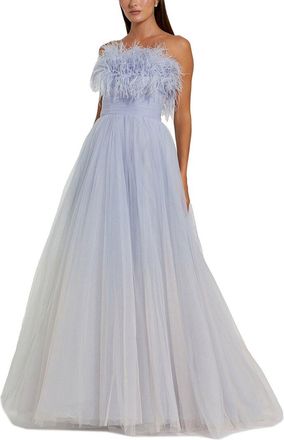 Mac Duggal Feather Neckline Maxi Dress