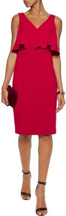 Badgley Mischka Red Fitted Dress with Ruffle Overlay Size S