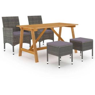 vidaXL Juego De Comedor De Jard&iacute;n De 5 Piezas Gris Vidaxl