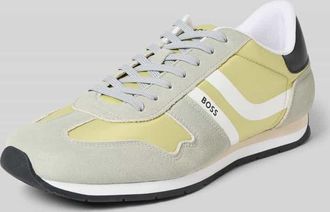 Boss Orange by Hugo Boss BOSS Orange Low Top Sneaker mit Lederoptik-Details Modell LEVON_RUNN_NYMI in Hellgrau, Gr&ouml;&szlig;e 40