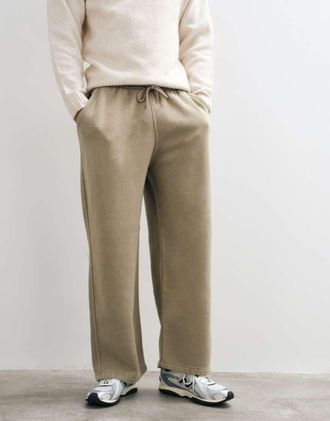 Abercrombie & Fitch joggers ultra ampi con fondo aperto in stone-Neutro