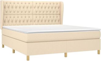vidaXL Cama Box Spring Con Colch&oacute;n Tela Color Crema 180x200 Cm Vidaxl