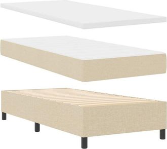 vidaXL Cama Tipo Box Spring Con Colch&oacute;n Crema 80 X 200 Cm Tela Vidaxl