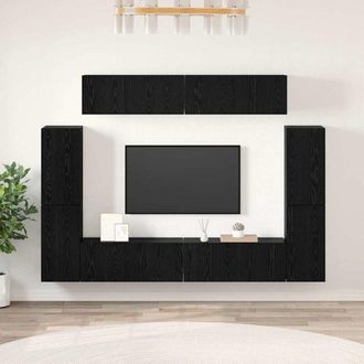 vidaXL Vidaxl - Conjunto De Mueble De Tv 8 Pcs Roble Negro 80 X 30 X 30.5 Cm