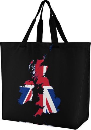 Generic Flag Map of The United Kingdom Tote Bag Reusable Grocery Shopping Bags Large Travel One Shoulder Handbag for Picnic Work