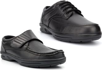 Generic Mens Wide Fit Shoes Size 7 Boys Wide Fit School Shoes Boys Leather Shoe Size 9 Mens Leather Shoe Touch Fasten Lace Up EE Width Double E 2E Width Sizes