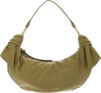 Coccinelle shoulder bag cross body bag Furoshiki Handbag puffy Smooth Leather Seagrass khaki