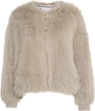 Kaos Giacca in ecopelliccia con zip e polsini a coste - Dames - Jassen - Beige - M - Jassen