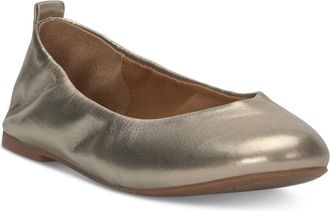 Lucky Brand Emmielou Ballet Flats Womens Gold Leather Slip on Shoes GAL1791