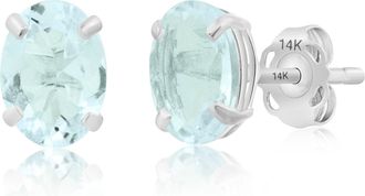 MAX + STONE 14k Yellow or White Gold 7x5mm Oval Stud Earrings with Push Backs