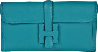 Herm&egrave;s Blue Chevre Leather Clutch Bag (Pre-Owned)